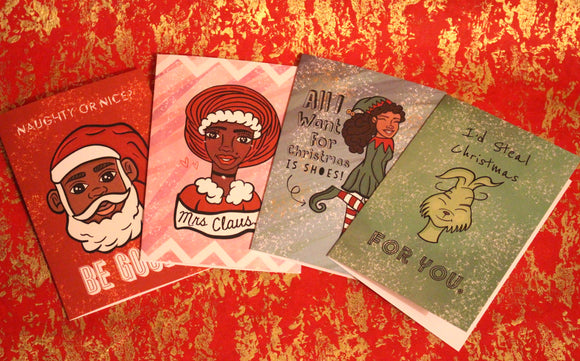 Christmas Icons - Pack of 4 Greeting Cards
