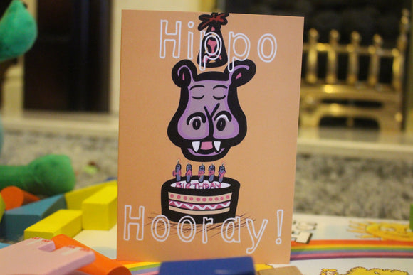 Hippo Hooray - Greeting Card